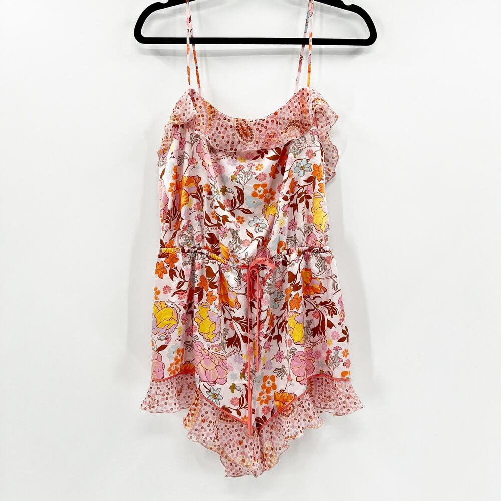 Floral Pink and Orange Women's Romper